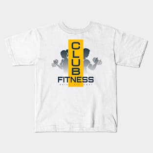 Fitness Club Emblem with Silhouettes of Training People. Kids T-Shirt